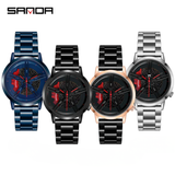 Sanda Men's Quartz Watch – Sports Car Series, Steel Band, Waterproof Stylish Timepiece