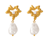 Gold-Plated Heart Shell Bead Earrings – Retro Hepburn Style | Women’s Statement Jewelry