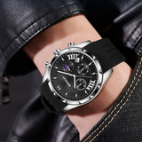 SANDA Men's Silicone Sports Watch – Waterproof Quartz with Calendar & Three-Eye Design