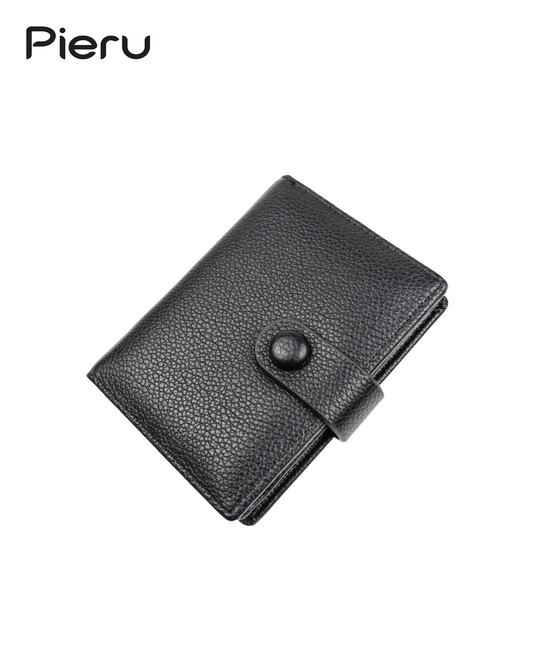 PIERU PU Leather Business Card Holder – Large Capacity, Litchi Pattern
