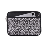 Black Leopard Print Shock-Resistant Laptop Sleeve – for MacBook with Front Pocket
