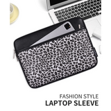 Black Leopard Print Shock-Resistant Laptop Sleeve – for MacBook with Front Pocket