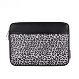 Black Leopard Print Shock-Resistant Laptop Sleeve – for MacBook with Front Pocket
