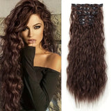 6-Piece Clip-In Long Curly Hair Extensions – Synthetic Fiber Wig Set for Women (About 60cm)