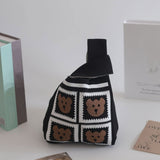 1 PC Adorable Cartoon Bear Pattern Crochet Bag -Knitted Handbag for Women