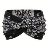 Elegant Leopard Print Knitting Sports Headband – Stretchy & Sweat-Absorbing