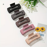 5pcs Solid Color Hollow Out Rectangular Hair Claw Clips