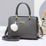 Faux Leather Solid Color Satchel Handbag