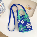 Kawaii Cartoon Knitted Bag - Stylish Crossbody Design with Spacious Cellphone Compartment