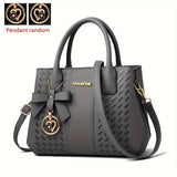 Embroidery Handbag in solid color with Elegant Top Handle