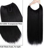 Invisible Straight Hair Extension Piece – Adjustable Fish Line Long Wig for Women (About 24 inches)