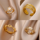 Gold Ring Set for Women – Fashion Rings Combo, Geometric & Boho Chic Design (Pack of 4)