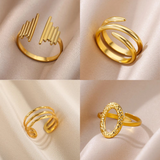 Gold Ring Set for Women – Fashion Rings Combo, Geometric & Boho Chic Design (Pack of 4)