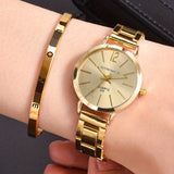 Women's Hip-Hop Golden Quartz Watch & Love Bangle Set