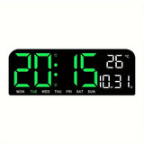 LED Wall Clock - Temperature, Date, Dual Alarm & Auto-Dimming