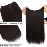 Invisible Straight Hair Extension Piece – Adjustable Fish Line Long Wig for Women (About 24 inches)