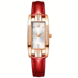 Lady’s Vintage Quartz Watch – Square Dial with Roman Numerals & Rhinestones