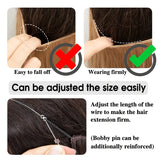 Invisible Brown Black Wavy Hair Extensions for Women – One-Piece Fish Line Wig with Natural Curls