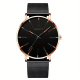 Minimalist Men's Fashion Ultra Thin Watch with Stainless Steel Mesh Belt