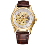 Forsining Men’s Dragon Skeleton Automatic Watch – Mechanical Leather Wristwatch