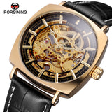 Forsining Men’s Mechanical Square Watch – Leather Strap Business Timepiece