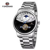 Forsining Men’s Tourbillon Mechanical Watch with Moon Phase – Stainless Steel