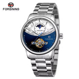 Forsining Men’s Tourbillon Mechanical Watch with Moon Phase – Stainless Steel
