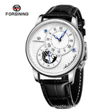 Forsining Men's Automatic Mechanical Watch – 42mm Skeleton Dial, Leather Strap