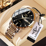 LOUISIFS Men’s Waterproof Watch – Dual Calendar, Luminous Dial