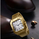 PRECIOUS DUKE Men’s Square Quartz Business Watch – Classic Stainless Steel Strap