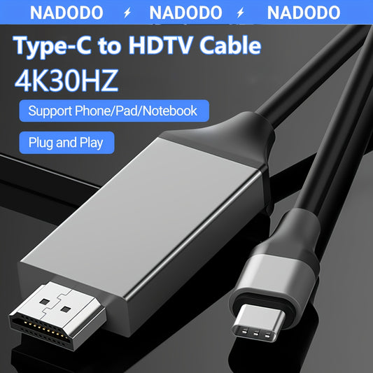 NADODO USB C to HDTV Cable USB Type C to HDTV Cable 66ft2M 4k30Hz Thunderbolt 3 Compatible with MacBook Pro 2020 IPad pro Samsung S9 S10 Surface Book 2