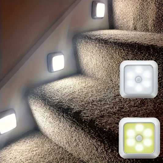 6LED Motion Sensor Stair Wall Light Plastic BatteryPowered 36V Wireless Indoor Night Lighting for Under Cabinet Hallway Stairway Closet Kitchen Cordless with Electronic Components  1PC Batteries Not Included