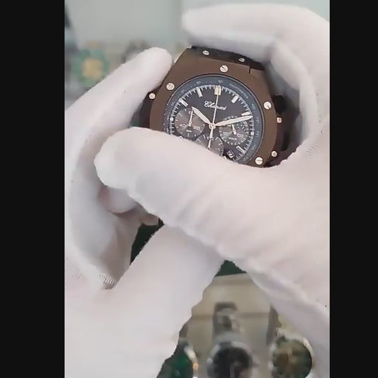 Men's Moon Phase Display Sports Watch - Barrel-Shaped (Rose-gold)