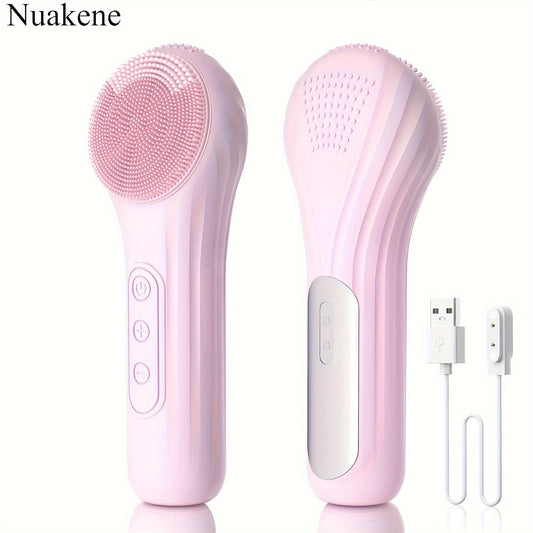 Electric Facial Cleanser Brush Silicone Face Scrubber Face Wash Brush For Men  Women Rechargeable Constant Temperature Heating Vibration Massage Cleansing Brush For Pore Cleansing Exfoliating Blackhead Acne Removal