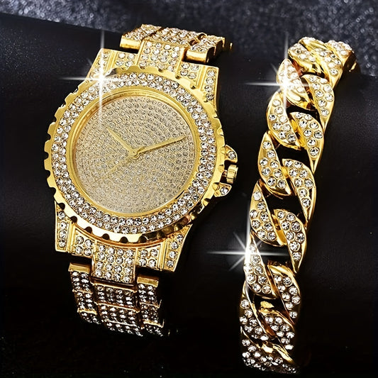 1pc Mens Calendar Quartz Watch  1pc Bracelet Watch Set Ideal choice for Gifts