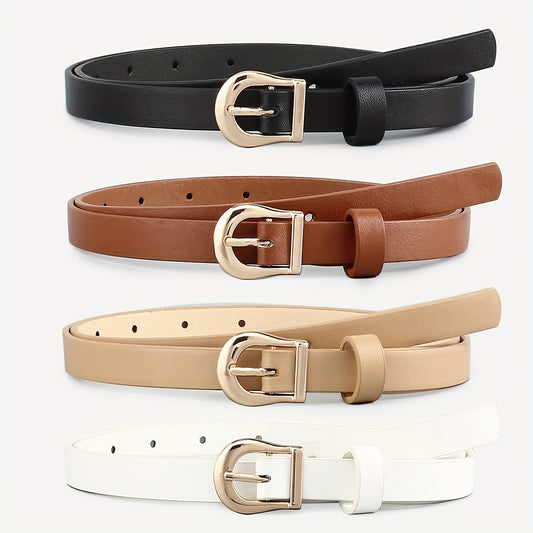 Timeless 4Piece Womens Belt Set with Golden Buckles  Versatile Classic Solid Color Perfect for Casual to Formal Wear
