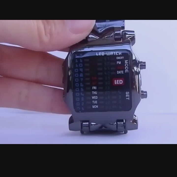 Binary LED Digital Watch – Trendy Rectangular Design for Students