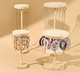 Round Wooden Jewelry Display Rack – Bracelet & Necklace Organizer
