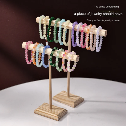 T-Shaped Wooden Jewelry Display Stand – Bracelet Organizer