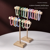 T-Shaped Wooden Jewelry Display Stand – Bracelet Organizer
