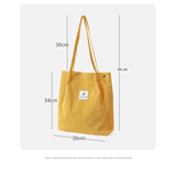 Solid Corduroy Canvas Shoulder Bag – Stylish, Versatile Tote