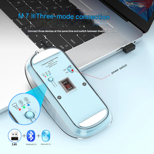 Wireless Bluetooth Optical Mouse - T7, Silent, Ergonomic