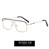 Men’s Double Beam Metal Blue Light Glasses – Business Style Anti-UV Myopia Optical Frames