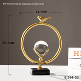 Gold Crystal Ball Table Decor – Modern Metal Sculpture for Home