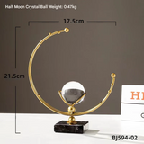 Gold Crystal Ball Table Decor – Modern Metal Sculpture for Home