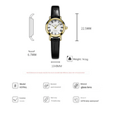 SK Women’s Black Quartz Watch – Leather Strap, 30M Waterproof Round Dial Casual Watch