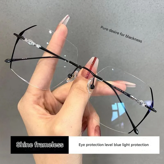 Frameless Anti-Blue Light Reading Glasses – Polygonal Retro Eyewear For Women