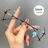 Frameless Anti-Blue Light Reading Glasses – Polygonal Retro Eyewear For Women