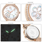 SK Women’s Diamond Quartz Watch – Stainless Steel Strap, Round Dial, 30M Waterproof