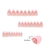 French Tip Press-On Nails – Medium Square Nude Pink Glossy Classic Set